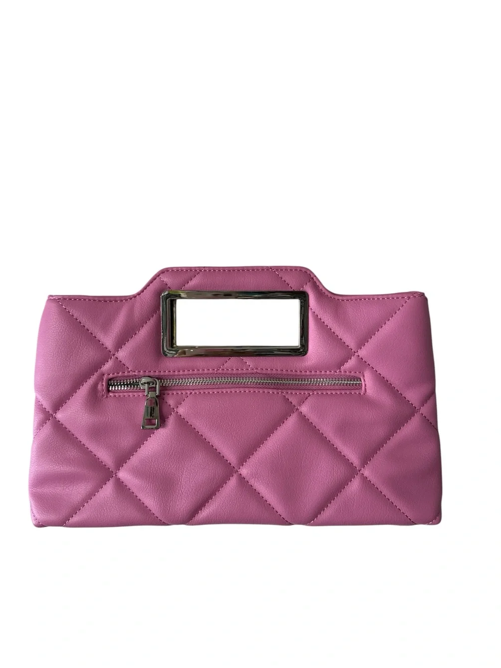 INC Quilted Pink Leatherette Top-Handle Clutch Crossbody